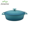 Cookware azul do ferro fundido da caçarola do esmalte 9pcs